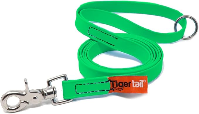 Tiger Tail 4FT Green Premium Coated Nylon Dog Leash for Large Medium & Small Dogs - Waterproof and Odor Proof, Alternative-Leather Lead | Green, 4ft