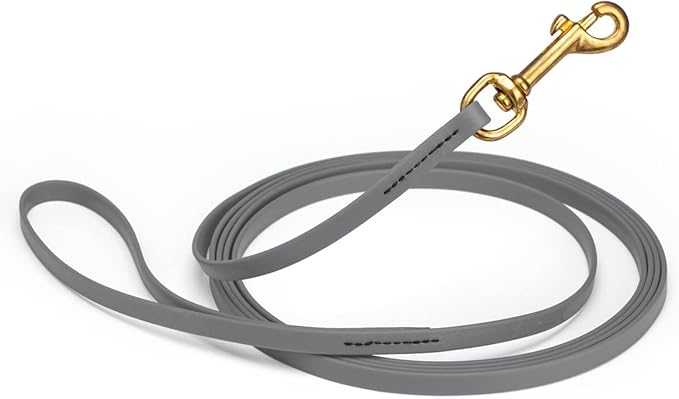 Viper K9 Biothane Working Dog Leash Waterproof Lead for Tracking Training Schutzhund Dog Sport & Search - Odor-Proof Long Line with Solid Brass Snap for Puppy Medium Large 3/8" x 15ft Battleship Gray