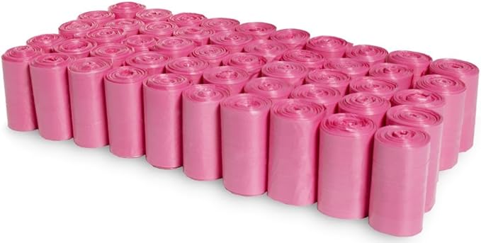 1000 Pet Waste Disposal Poop Bags with Dispenser, EZ Pick Up Bag, Pink Color 9"x12" Size Large, Puppy Training