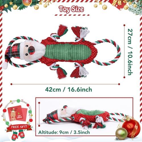 Newget Christmas Dog Toys with Squeaker for Aggressive Chewers - Cute Squeak Toys for Large, Medium, Small Dogs - Interactive Chew Toys, Durable for Puppy Teething