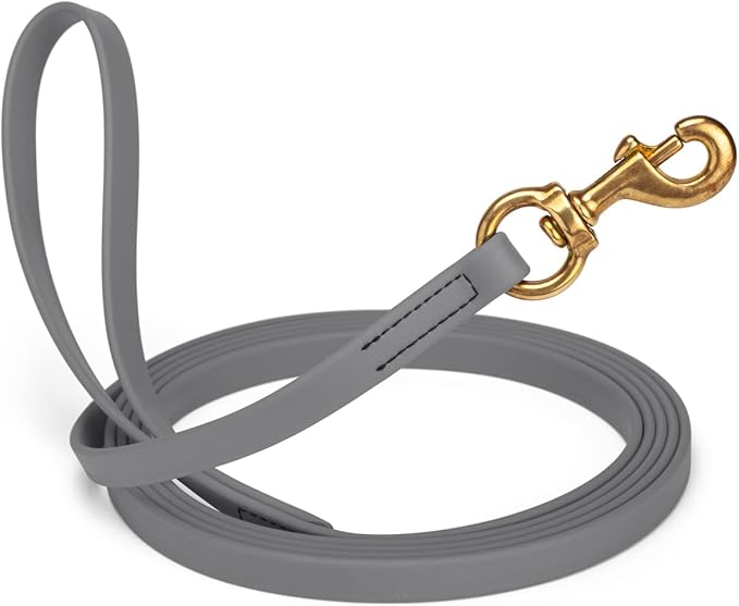 Viper K9 Biothane Working Dog Leash Waterproof Lead for Tracking Training Schutzhund Dog Sport & Search - Odor-Proof Long Line with Solid Brass Snap for Puppy Medium Large 5/8" x 33ft Battleship Gray