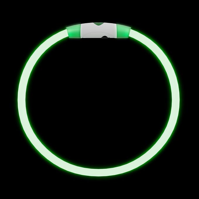 2-Pack Rechargeable Reflective Pet Gear LED Dog Collar Light Up, Flashing Glowing Illuminated Collar for Night Walking, Neon Pet Collar with Light for Small/Medium/Large Dogs (Green&Blue)
