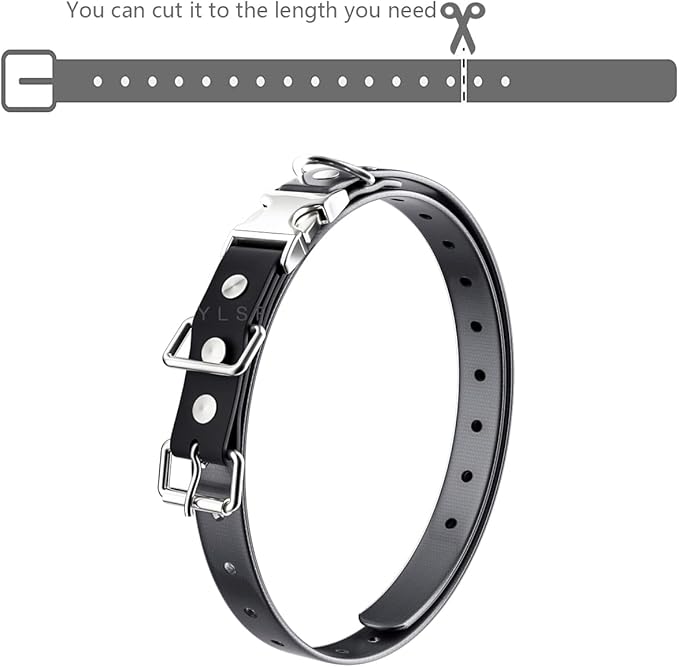 Quick Snap Bungee Dog Collar Strap with D Ring for Most of Electronic Training Shock Collar Receivers-Adjustable Durable Waterproof Odorless 3/4 Inch TPU Collar Replacement for Barking Fence