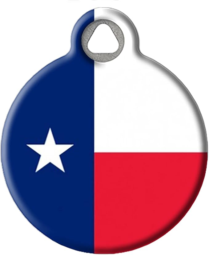 Dog Tag Art Texas Lone Star Personalized State Flag Pet ID Tag for Dogs and Cats, Silent Dog Tag with Customized Identification Information - Large 1.25" Diameter