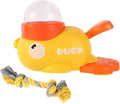 Interactive Duck Dog Treat Dispenser Toy – Slow Feeder Puzzle for Dogs with Bonus Chew Rope Toy, Tail Press Food Dispenser, Fun Training & Enrichment Feeder, Easy to Clean (Yellow)
