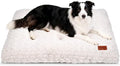 Dog Bed Crate Pad - Rosette Pattern White Velvet Pet Bed Anti-Slip Comfy Kennel Pad for Crates Rosette White L