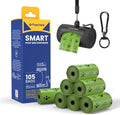 Dog Poop Bags Rolls with Retractable Poop Bag Holder, Leak Proof and Extra Thick Lavender Pet Waste Bags, 1 Dispenser and 105 Bags for Doggy Walking & Cat Litter