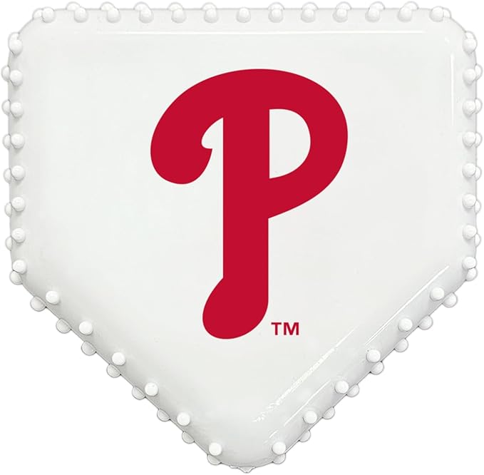 Pets First MLB Philadelphia Phillies Hard-Nylon Baseball Home Plate Dog Chew Toy, Interactive and Fun Dog CHEW Toy, Bacon Flavored, Strong Durable Chew Toy for Pets
