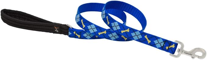 LupinePet Originals 1" Dapper Dog 6-Foot Padded Handle Leash for Medium and Larger Dogs