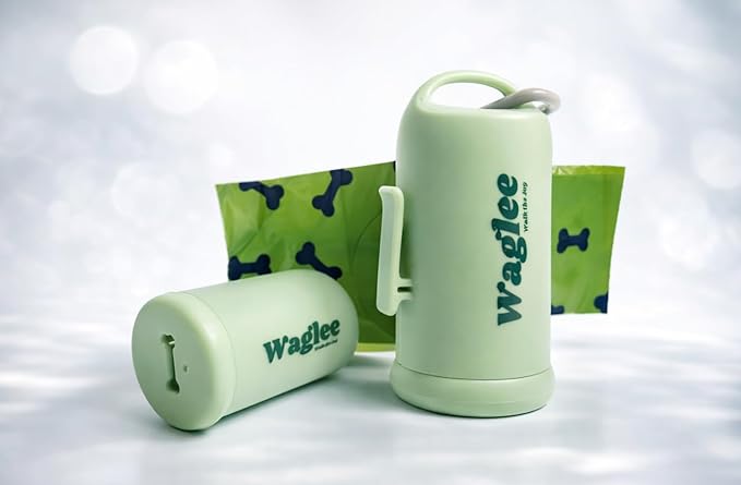 Dog Poop Bag Dispenser with Leash Clip, Includes 15 Thick Leak-Proof, Fresh Scent Waste Bags for Walking, Hiking, and Travel (Mint Green)