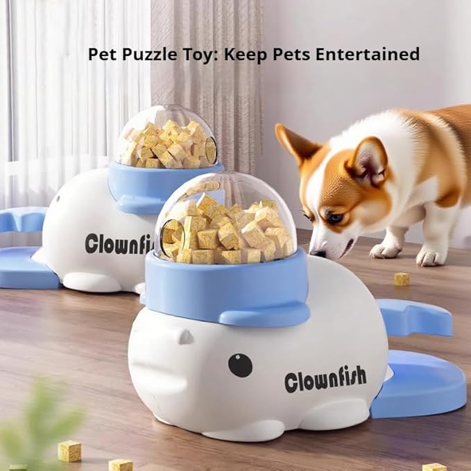 Interactive Dog Puzzle Toy, Slow Feeder Bowl for Cats and Dogs, Mental Stimulation Enrichment Toy, Indoor Pet Feeder with Silicone Mat to Keep Pets Busy (Blue)