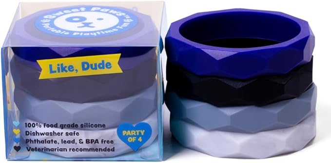 Sweet Paws Wearable Stack - Like Dude Puppy Teether Chew Toy, Small, Blue / Grey