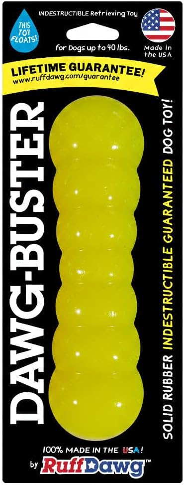 Ruff Dawg Dawg-Buster – Durable Dog Toy – Large, Tough Fetch Toy for Aggressive Chewers – High-Visibility Neon Colors – Floats, Bounces & Safe Play
