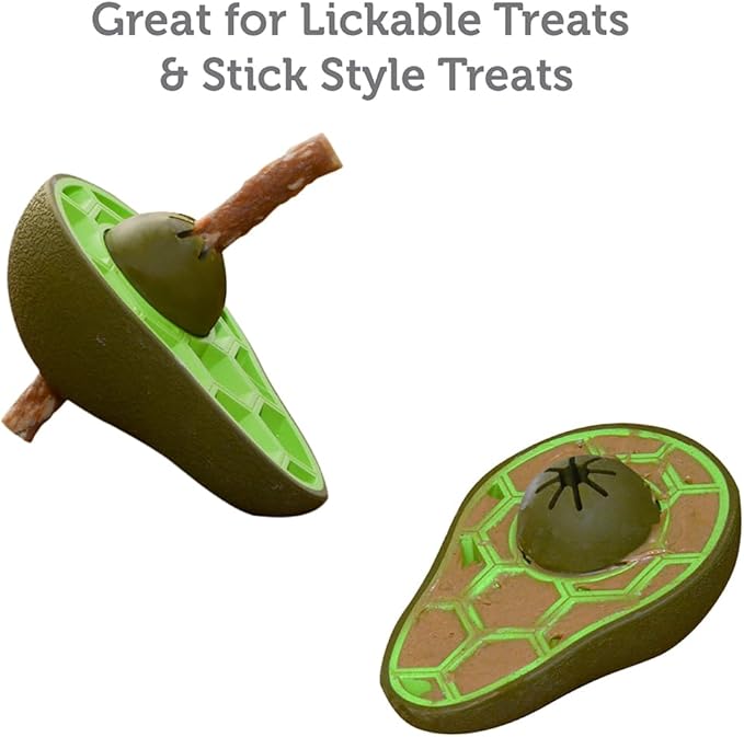 Friends Forever Bully Stick Holder for Dogs, Dog Chew Toys with Slow Feeder Design, Tough Dog Toys with Treat Holder and Made by Natural Rubber, Avocado (Pack of 2)