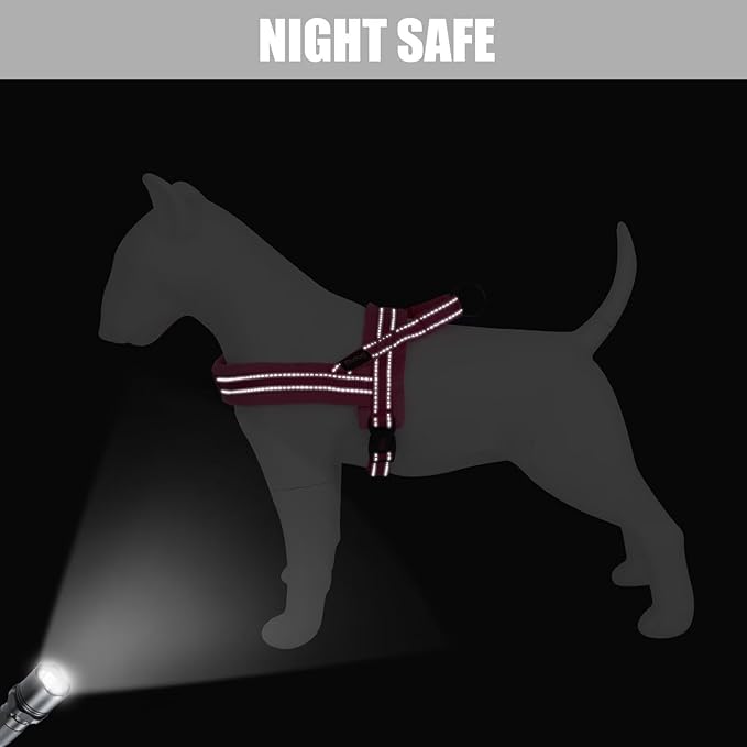 Didog Soft Flannel Padded Dog Vest Harness, No Pull/Quick Fit Reflective Dog Strap Harness, Easy for Training Walking (L:Chest 26-32", Hot Pink)
