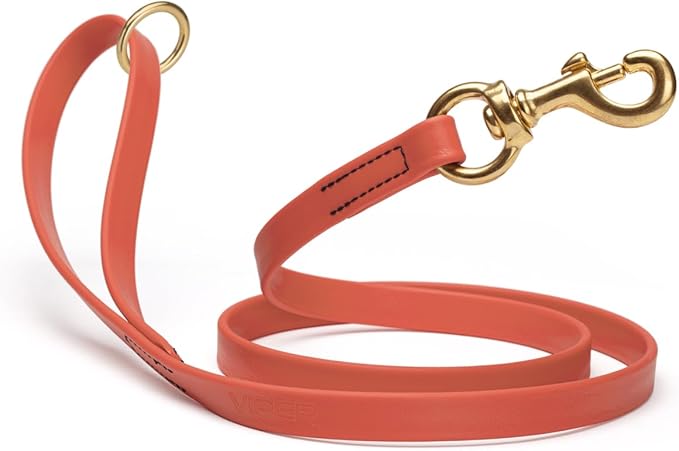 Viper Biothane K9 Working Dog Leash Waterproof Lead for Tracking Training Schutzhund Odor-Proof Long Line with Solid Brass Snap for Puppy Medium and Large Dogs 6ft, Coral