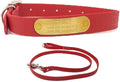 Regal Dog Products Large Red with Custom Engraved Waterproof Dog Collar and Leash Set | Waterproof Dog Collar with Double Buckle & D Ring - 5'ft Leash | Matching Dog Collar and Leash for Dogs