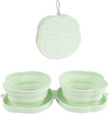 Large Dog Bowl Collapsible Dual Pet Bowl Flip Over Foldable Travel Food & Water Bowls for Dogs & Cats, Lightweight Portable 2-in-1 Double Feeder, 16.9 oz Each Bowl (Green)