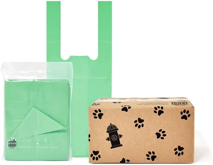 700 Tie-Handle Bags (10 packets of 70), Extra Large Strong Doggy Waste Bags, Easy Dispensing and Leak Proof Poo Bags for Dog Waste Station (Green, 700)