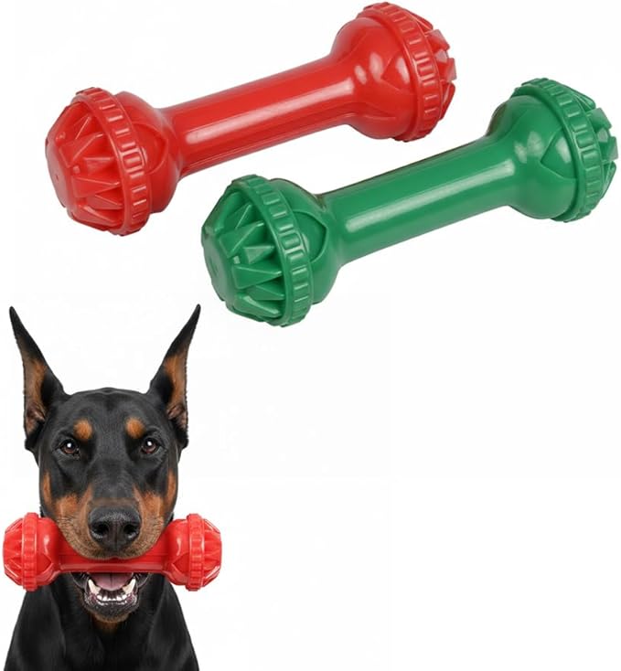 Dog Bone Chew Toy with Treat Dispenser - 2 Pack Tough Dog Toys for Teeth Cleaning, Interactive Puzzle Feeder for Small, Medium and Large Dogs