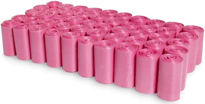 1000 Pet Waste Disposal Poop Bags with Dispenser, EZ Pick Up Bag, Pink Color 9"x12" Size Large, Puppy Training