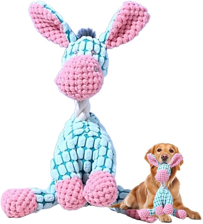 Drkicsy Indestructible Dog Toy, Durable Plush Dog Toys for Aggressive Chewers, Dogs Squeaky Chew Toys for Small Medium Large Dogs Indoor Puppy Teething (Blue)