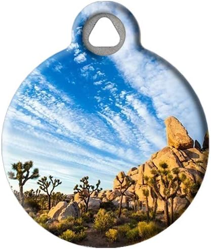 Dog Tag Art Nature and Outdoors Custom Pet ID Tag for Dogs and Cats, Personalized Dog Tag with Customized Identification, Joshua Tree National Parks, Small (7/8" Diameter)