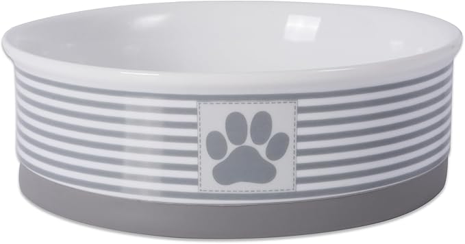 Bone Dry Paw & Patch Ceramic Pet Collection, Large Bowl, 7.5x2.4", Gray