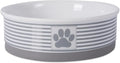 Bone Dry Paw & Patch Ceramic Pet Collection, Large Bowl, 7.5x2.4", Gray