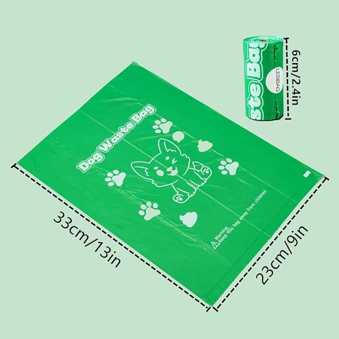 Dog Poop Bags, 120 Count Extra Thick and Leak-proof Waste Bags for Pets, 9 x 13 Inches (Green)