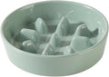 Ceramic 0.9 Cup Dog Bowl Slow Feeder, 6.1inch Slow Pet Food Dish for Small Dog and Cat, Stop Bloat, Preventing Choking(Single Bowl, Light Green)