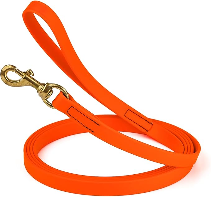 Viper K9 Biothane Working Dog Leash Waterproof Lead for Tracking Training Schutzhund Dog Sport & Search - Odor-Proof Long Line with Solid Brass Snap for Puppy Medium and Large 3/4" x 10ft HunterOrange