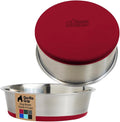 GORILLA GRIP Dog Bowls, Holds 4 Cups Each (32 fl oz), Heavy Duty Stainless Steel Food and Water Bowl for Feeding Dogs and Cats, Dishwasher Safe, Rust Resistant, BPA Free Rubber Base, Set of 2 Red