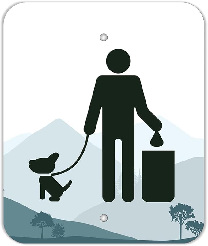 DISPENSE-ART™ collection "Mountain Landscape" - Custom UV printed design on rust-proof aluminum 7' dog waste station with 400 dog waste roll bags