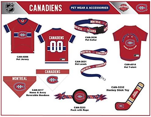 Pets First Dog Toy Tough Nylon with Inner Squeaker Licensed by NHL Montreal Canadiens Hockey Stick Toy for Dogs & Cats. Play Hockey with Your Pet with This Licensed Dog Tough Toy