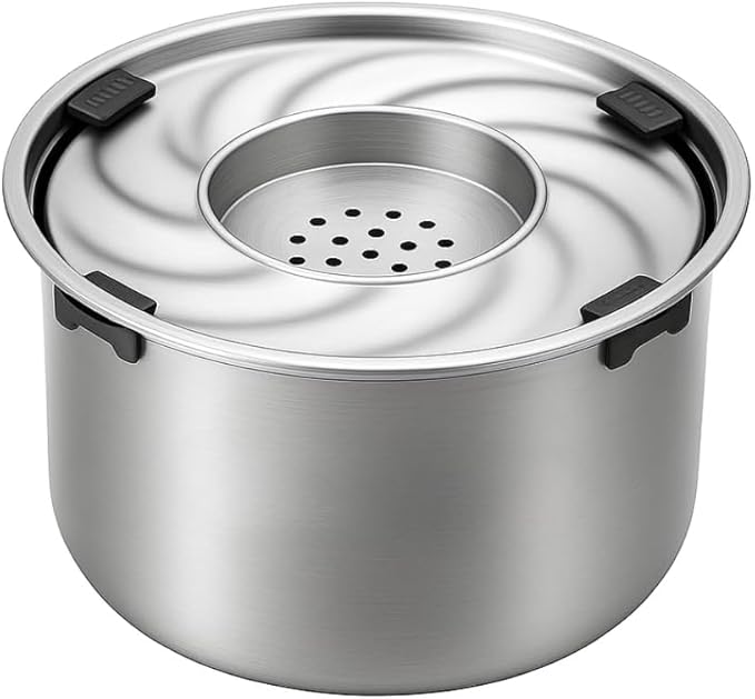 Large Stainless Steel Slow Feeder Dog Bowl with Lid – 198oz/5.6L No Spill Water Dispenser – Slobber Stopper for Healthy Slow Drinking – Non-Slip Pet Bowl for Travel, Kennels and Crates