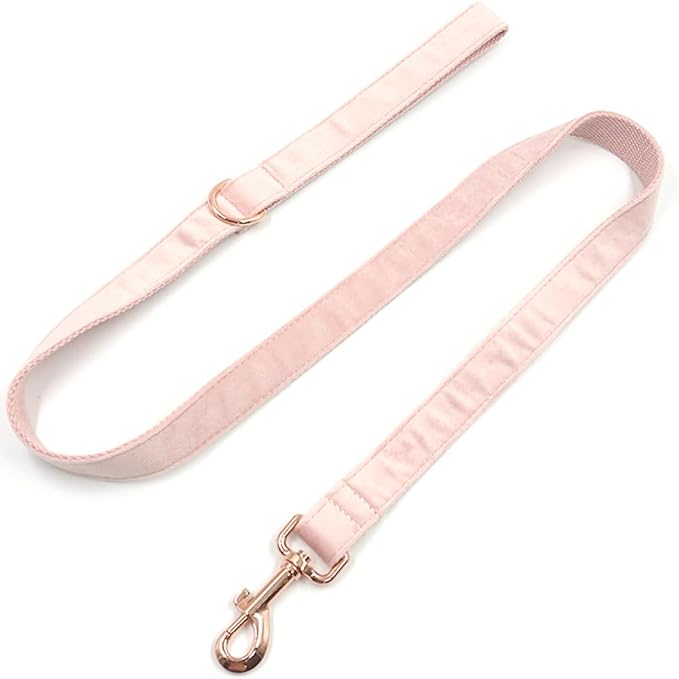 PETDURO Personalized Dog Collar Pink Soft Velvet for Large Medium Small Boy Girl Dogs - Custom Collar with Name Phone Number Engraved on Rose Gold Metal Buckle - Add Leash Bow Set via Customize Now