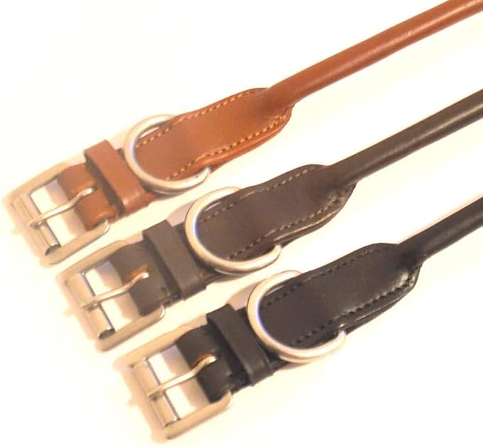SIE Rolled Leather Dog Collars (18'', Brown)