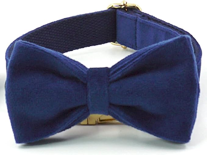 PETDURO Custom Dog Collar Personalized with Name Engraved Quick Release Rose Gold Metal Buckle for Large Medium Small Girl Dogs - Dog Leash and Bow Tie Available - Soft Comfy Velvet (Dark Blue, XS)