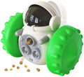 Interactive Pet Food Dispenser Toy for Dogs and Cats, Treat Dispensing Rolling Ball with Textured Wheels, Available in Yellow, Green, Black (Green)