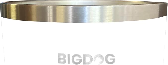 BIGDOG Large Dog Bowls, Stainless Steel, No Spill, 100 Ounce, White