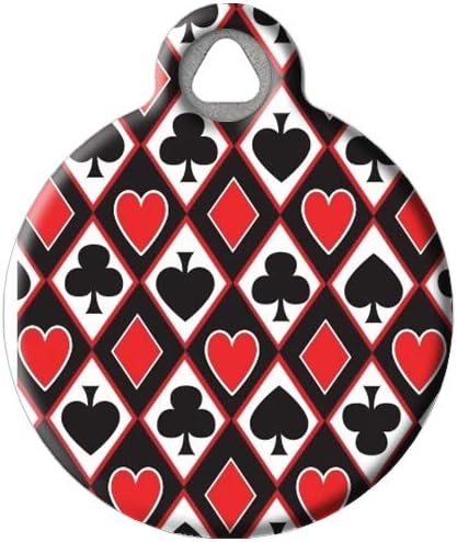 Dog Tag Art Hold Em Lupine Pattern Personalized Pet ID Tag for Dogs and Cats, Silent Polymer Coated Stainless Steel Nametag with Customized Identification Information, Small .875" Diameter