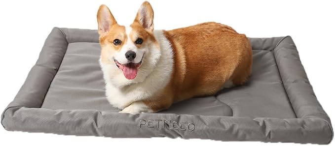 4-Season Water-Resistant Dog Beds for Metal Crates, Indoor & Outdoor Use for Dogs up to 40 lbs, Durable Oxford 900D Fabric, Plush Pillow & Supportive Foam, Washable (34 inches, Grey)