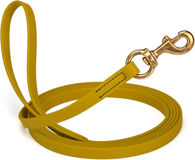 Viper K9 Biothane Working Dog Leash Waterproof Lead for Tracking Training Schutzhund Dog Sport & Search - Odor-Proof Long Line with Solid Brass Snap for Puppy Medium Large 5/8" x 15ft Treasure Gold