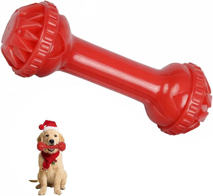 Festive Chew Toy Bone with Treat Dispenser - Interactive Holiday Puzzle Feeder for Aggressive Chewers