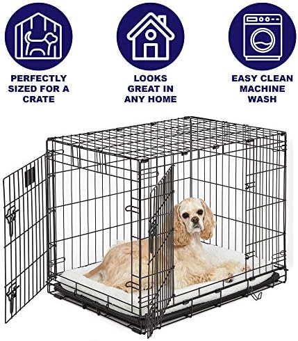 MidWest Homes for Pets QuietTime Dog Bed – White Fleece Bolster, Ultra-Soft and Machine Washable, Fits 24-Inch Crates and Carriers, for Small Breed Dogs