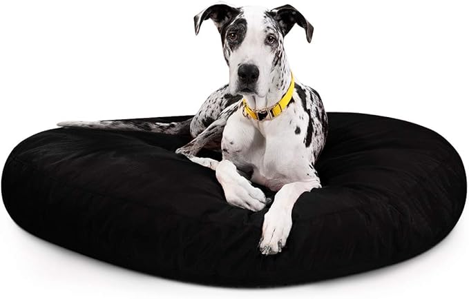 K9 Ballistics Tough Round Nesting Pillow Dog Bed - Removable Cover, Washable, Durable & Water Resistant Indoor/Outdoor Bed - XL, Obsidian Black