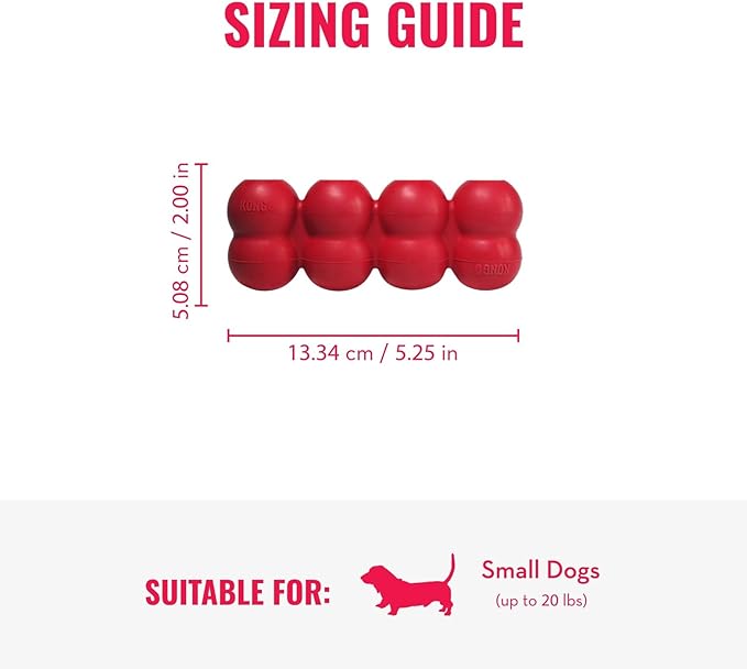 KONG Goodie Ribbon - Stuffable Natural Rubber Dog Toy - with Four Fillable Goodie Grippers for Enrichment Play - Bone-Shaped Chew Toy - for Small Dogs