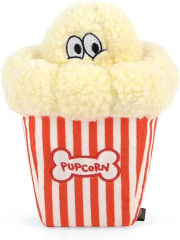 P.L.A.Y. Cute Plush Dog Toys - Hollywoof Cinema, Movie Themed Durable Squeaker Chew Toy, Great for Puppies & Small, Medium, Large Dog Breeds - Machine Washable, Recycled Materials (Poppin' Pupcorn)