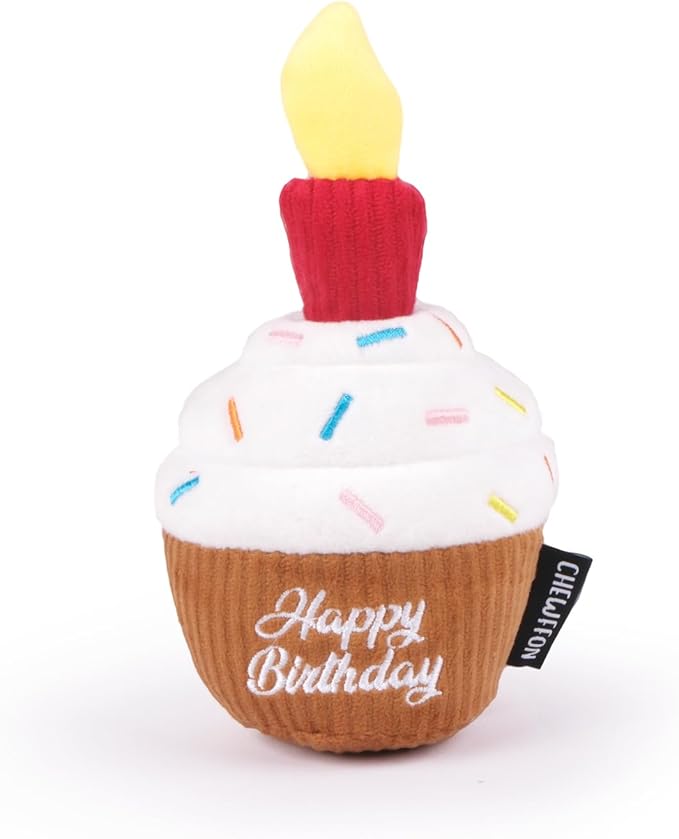 CHEWFFON Dog Birthday Cake Toy, Interactive Squeak & Crinkle Toys for Celebration Gifts, Puppy Cupcake Toy for Boredom, Snuffle Puzzle Toys for Medium and Small Dogs